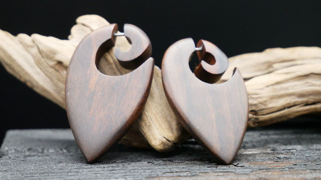 Ohrringe / Fake Schnecke aus Holz - JJ-3