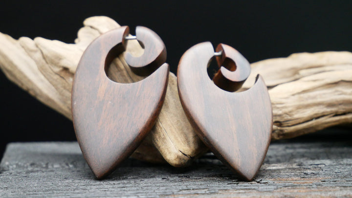 Ohrringe / Fake Schnecke aus Holz - JJ-3
