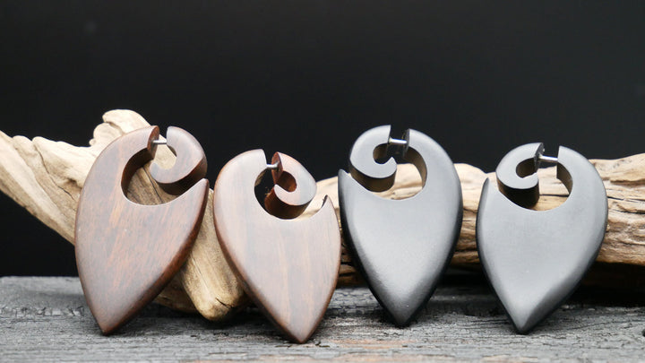 Ohrringe / Fake Schnecke aus Holz - JJ-3