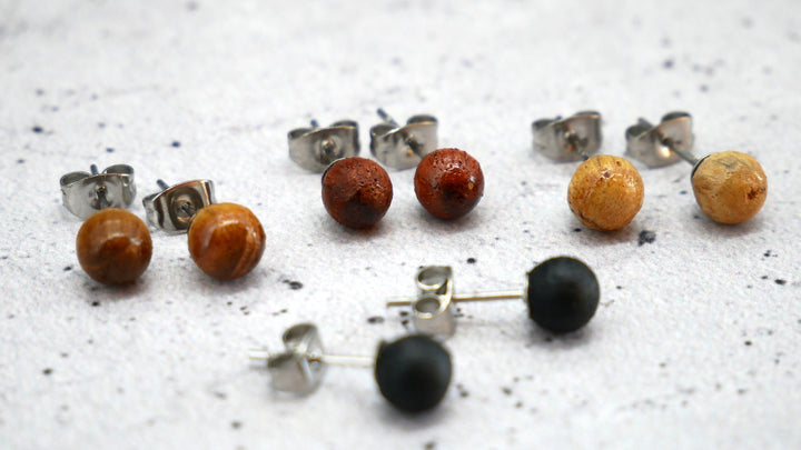 Paar Ohrstecker aus Chirurgenstahl und Holz - 1L/16