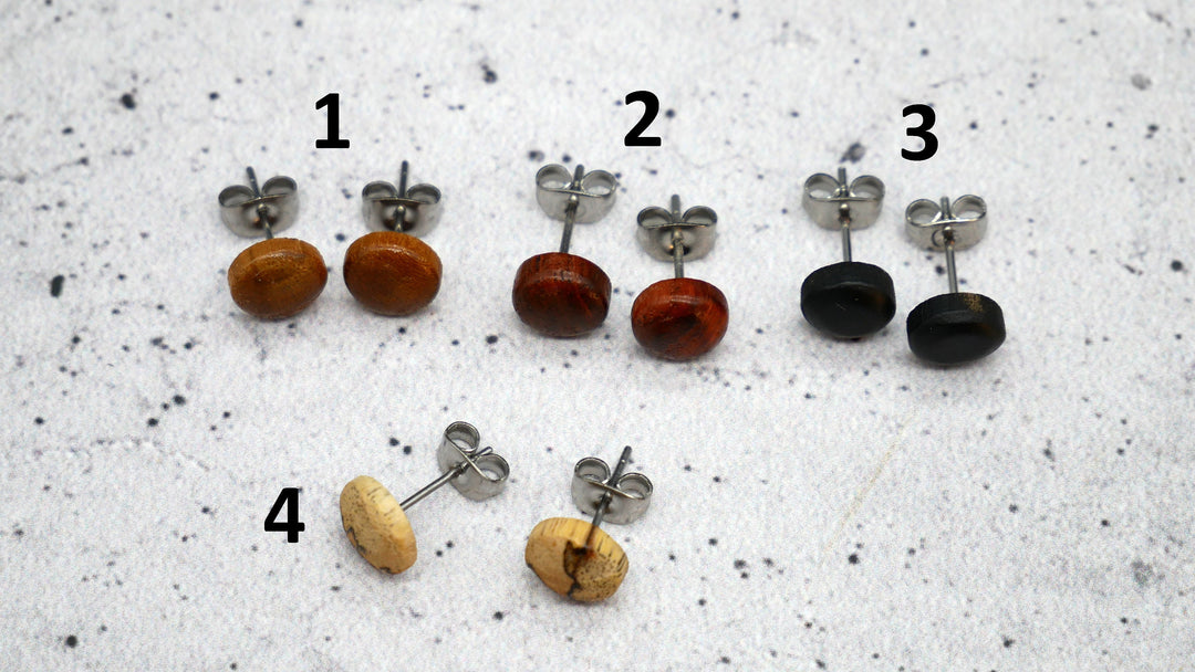 Paar Ohrstecker aus Chirurgenstahl und Holz - 1L/16