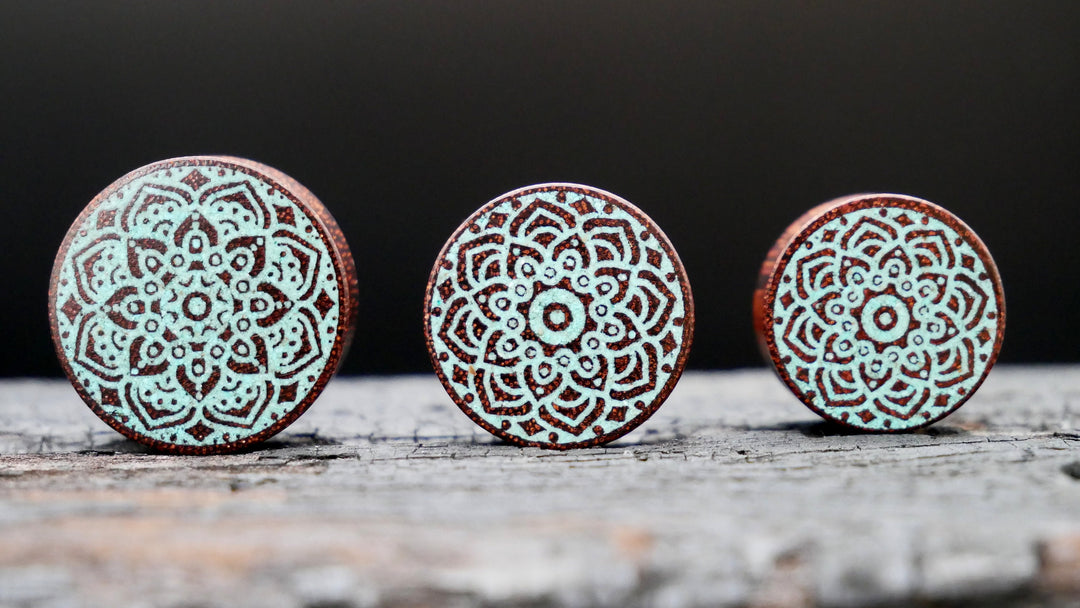 1x Mandala Plug Honey Wood 12-40mm - F1