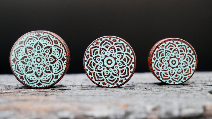 1x Mandala Plug Honey Wood 12-40mm - F1
