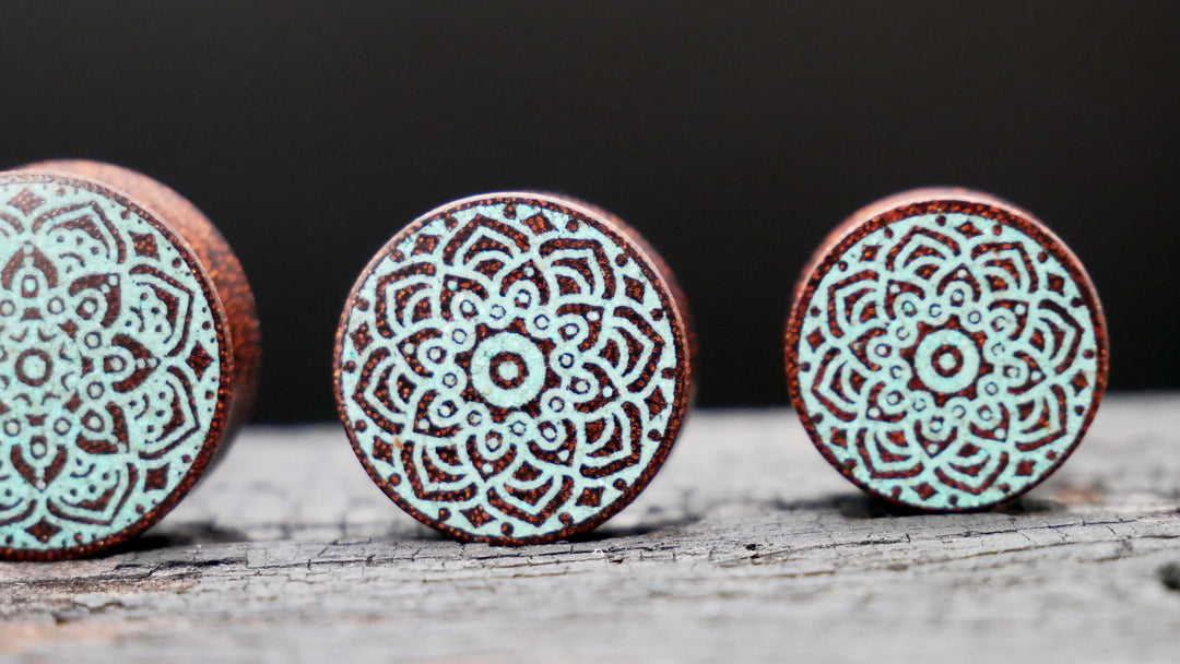 1x Mandala Plug Honey Wood 12-40mm - F1