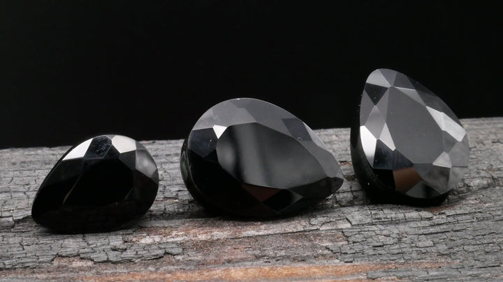 1x Plug Black Onyx mit Facettenschliff - J3