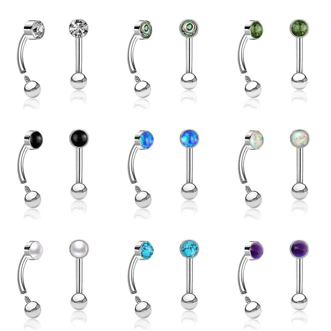 Piercing Curved Barbell mit Schmuckstein - 1H/01