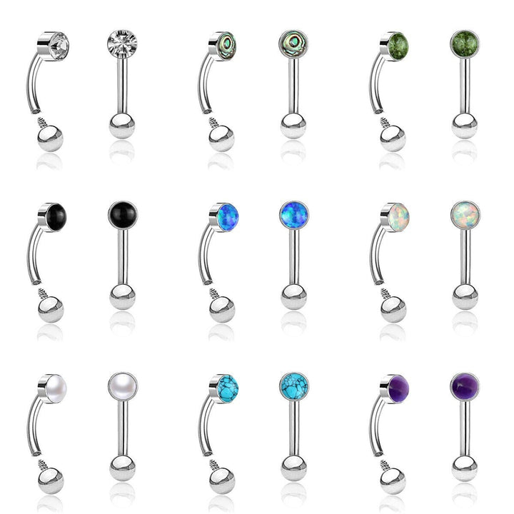 Piercing Curved Barbell mit Schmuckstein - 1H/01