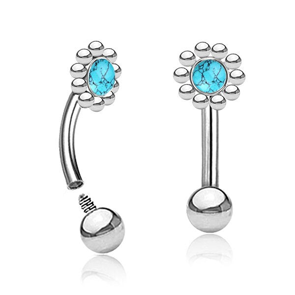 Piercing Curved Barbell mit Schmuckstein - 1H/04