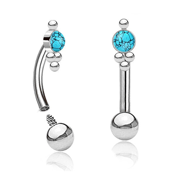Piercing Curved Barbell mit Schmuckstein - 1H/05