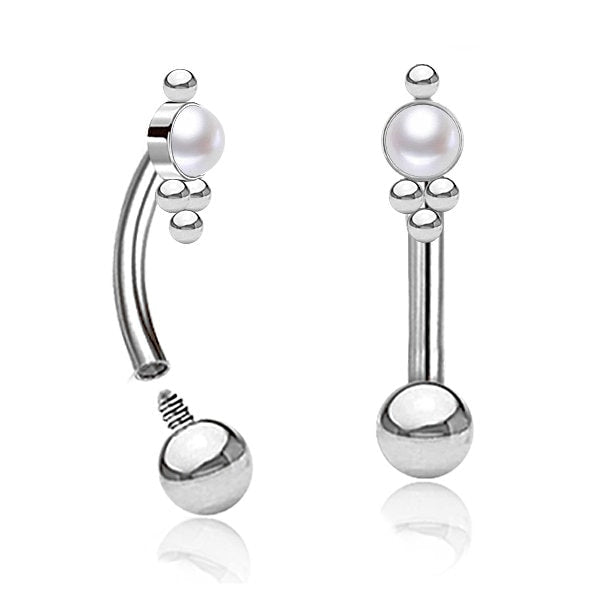 Piercing Curved Barbell mit Schmuckstein - 1H/05