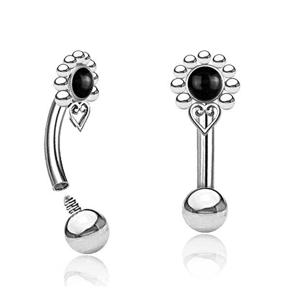Piercing Curved Barbell mit Schmuckstein - 1H/05