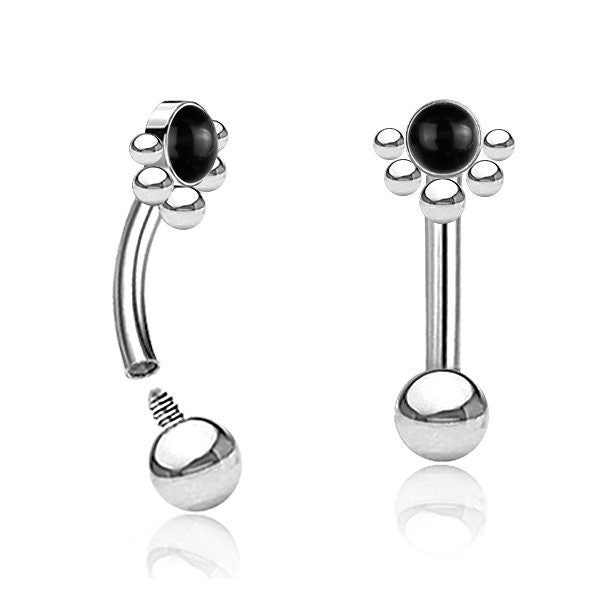 Piercing Curved Barbell mit Schmuckstein - 1H/06