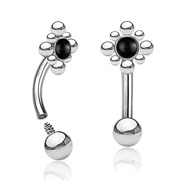 Piercing Curved Barbell mit Schmuckstein - 1H/06