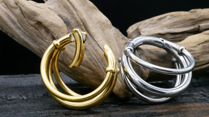 Paar Ohrringe Gold Silber 4mm - EE-2