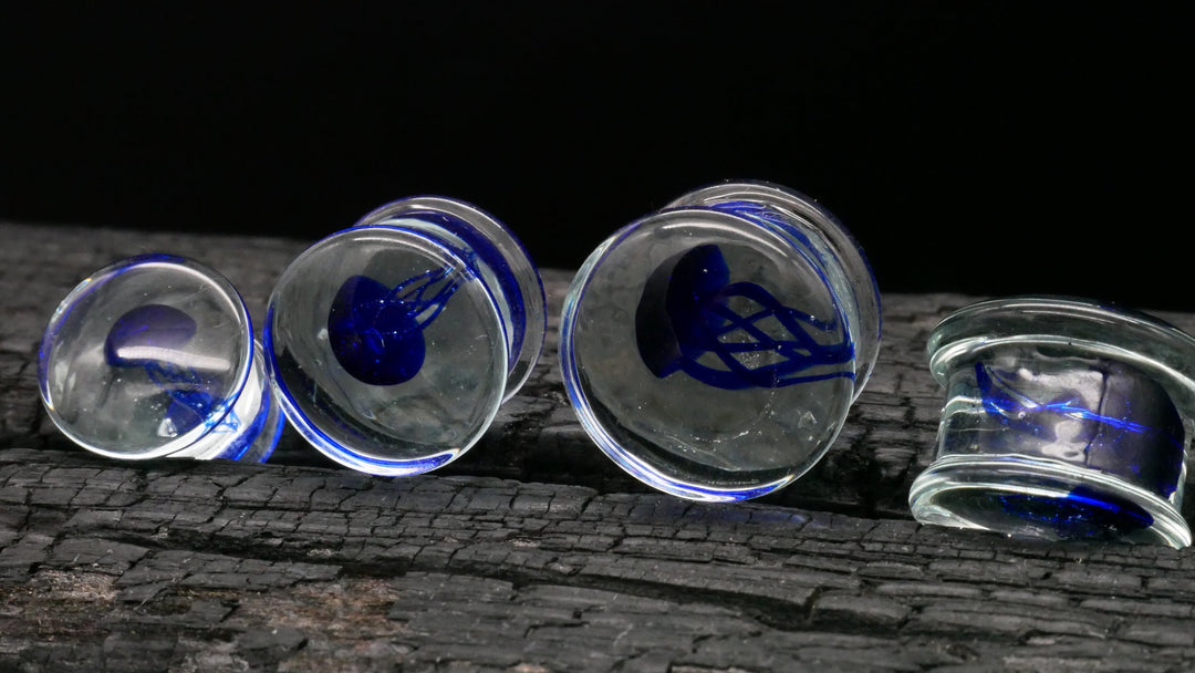 1x Plug aus Glas mit Qualle 8-25mm - L4