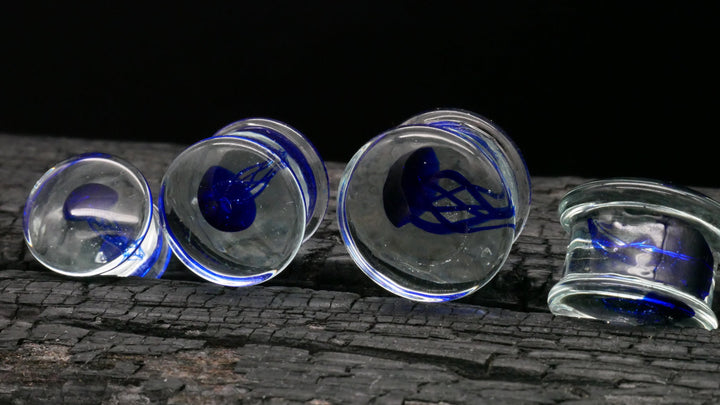 1x Plug aus Glas mit Qualle 8-25mm - L4