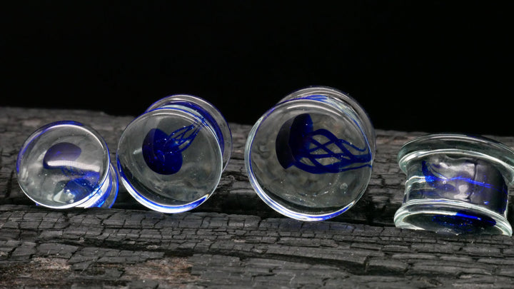 1x Plug aus Glas mit Qualle 8-25mm - L4