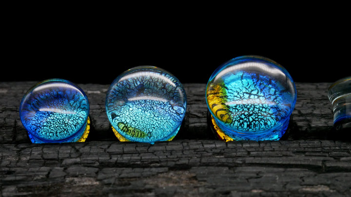 1x Plug Glas Crackle Effect 6-16mm - L4