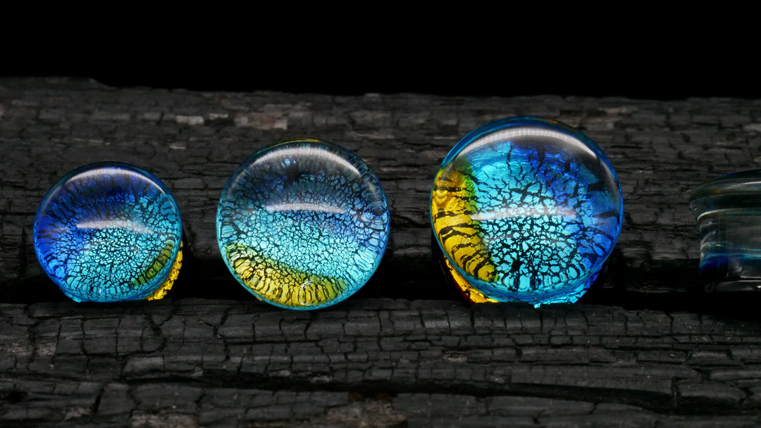 1x Plug Glas Crackle Effect 6-16mm - L4