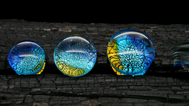 1x Plug Glas Crackle Effect 6-16mm - L4