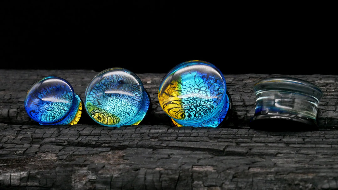 1x Plug Glas Crackle Effect 6-16mm - L4