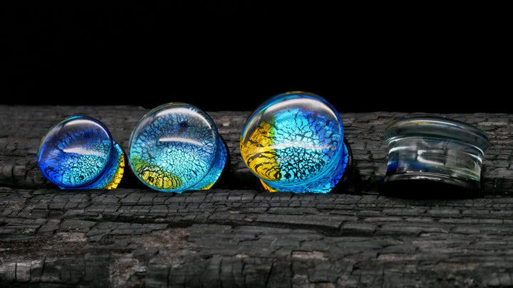 1x Plug Glas Crackle Effect 6-16mm - L4