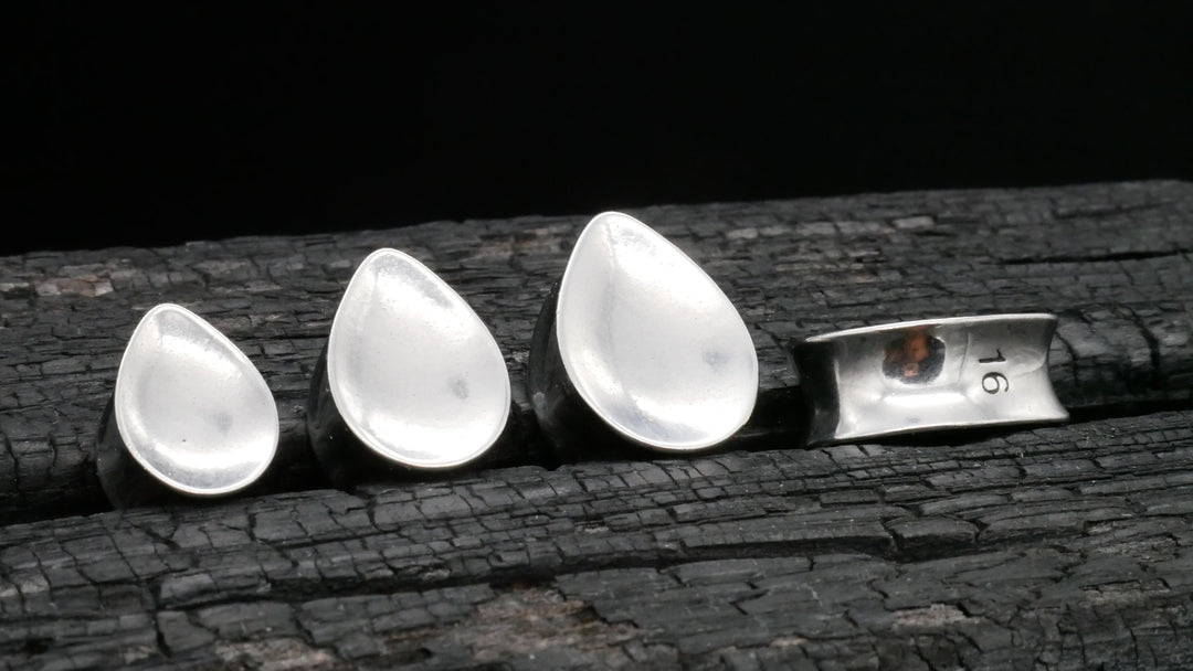 1x Plug Teardrop Silber Gold 8-16mm - B1