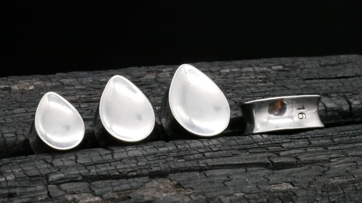1x Plug Teardrop Silber Gold 8-16mm - B1