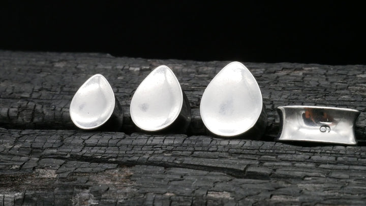 1x Plug Teardrop Silber Gold 8-16mm - B1