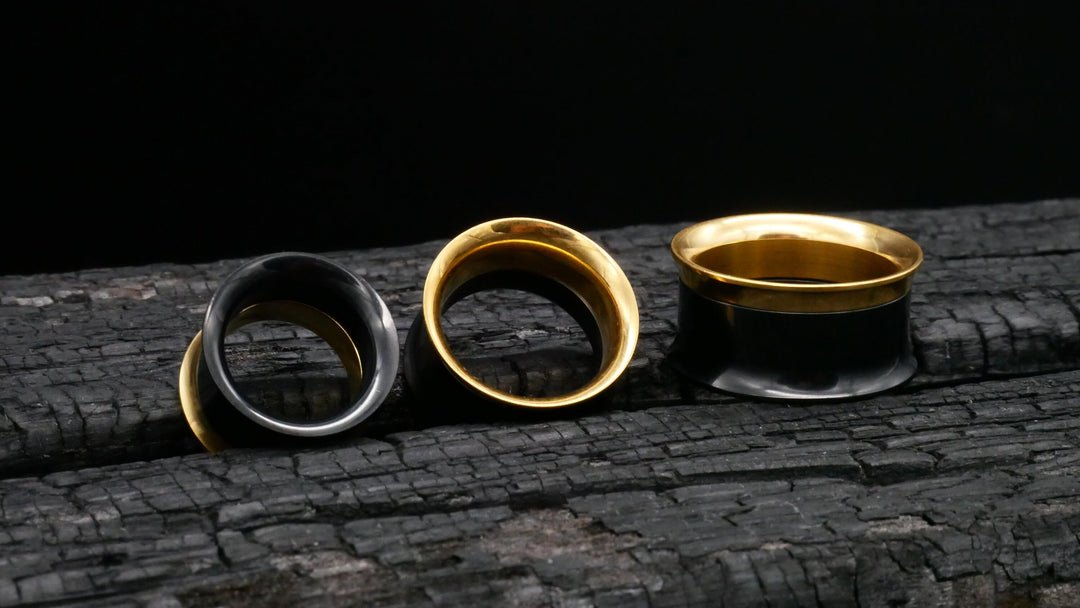 1x Tunnel Gold Schwarz 6-25mm - K2