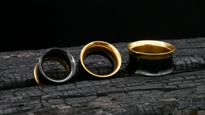 1x Tunnel Gold Schwarz 6-25mm - K2