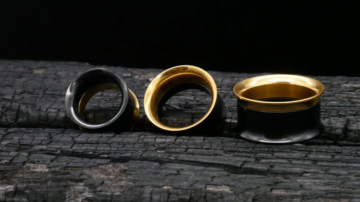 1x Tunnel Gold Schwarz 6-25mm - K2