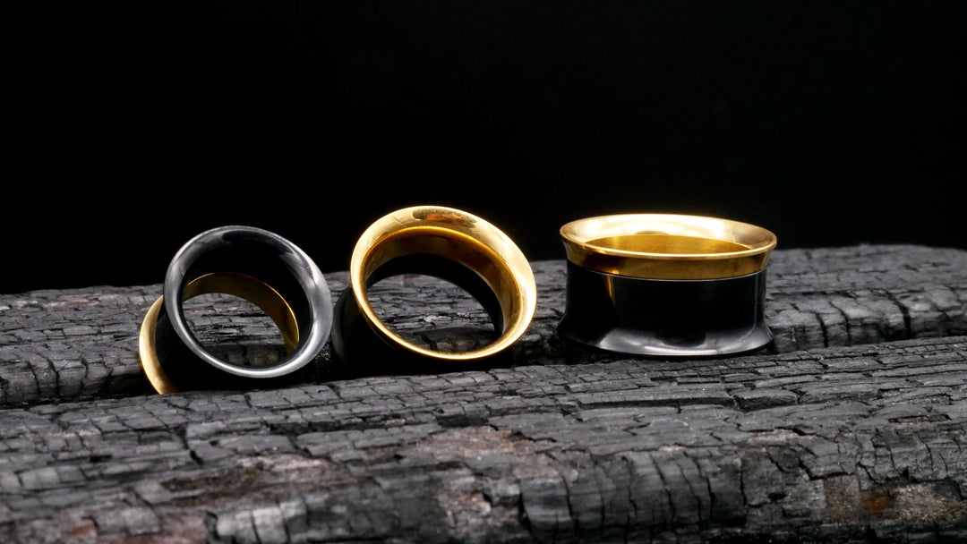 1x Tunnel Gold Schwarz 6-25mm - K2