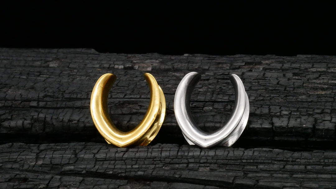 1x Saddle Tunnel Gold Silber 6-25mm - K4