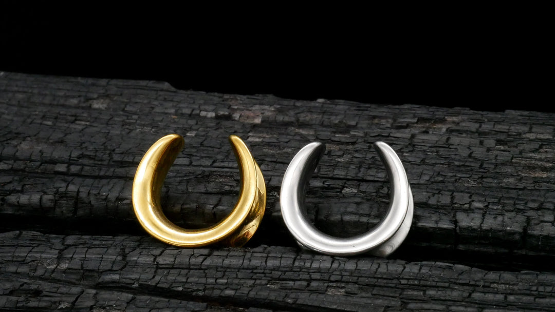 1x Saddle Tunnel Gold Silber 10-30mm - K4