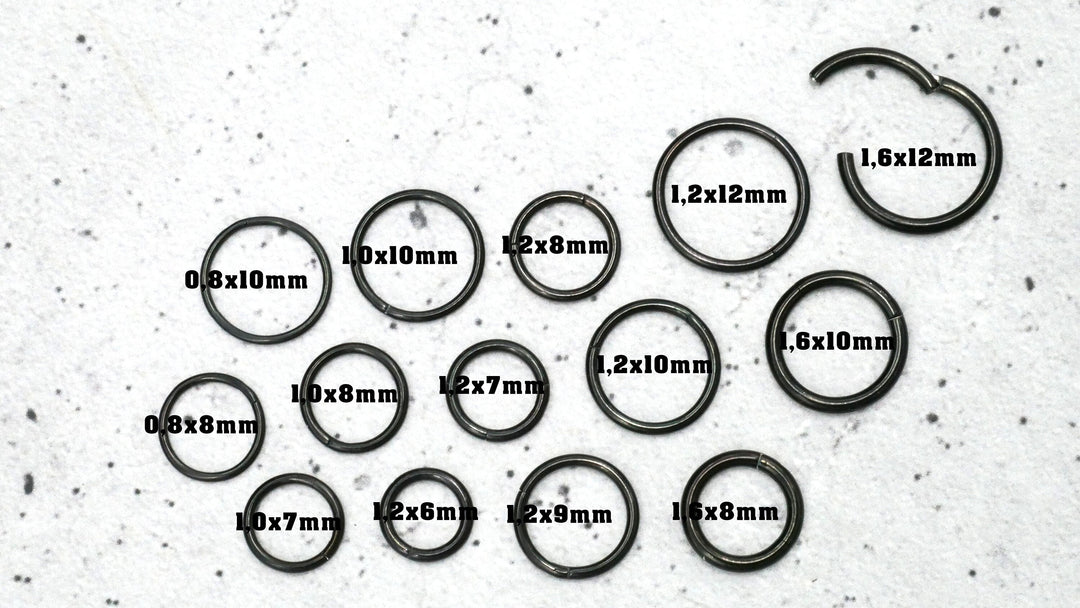 Schwarz Piercing Ring Chirurgenstahl - 1A/05