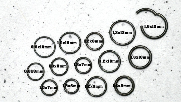 Schwarz Piercing Ring Chirurgenstahl - 1A/05