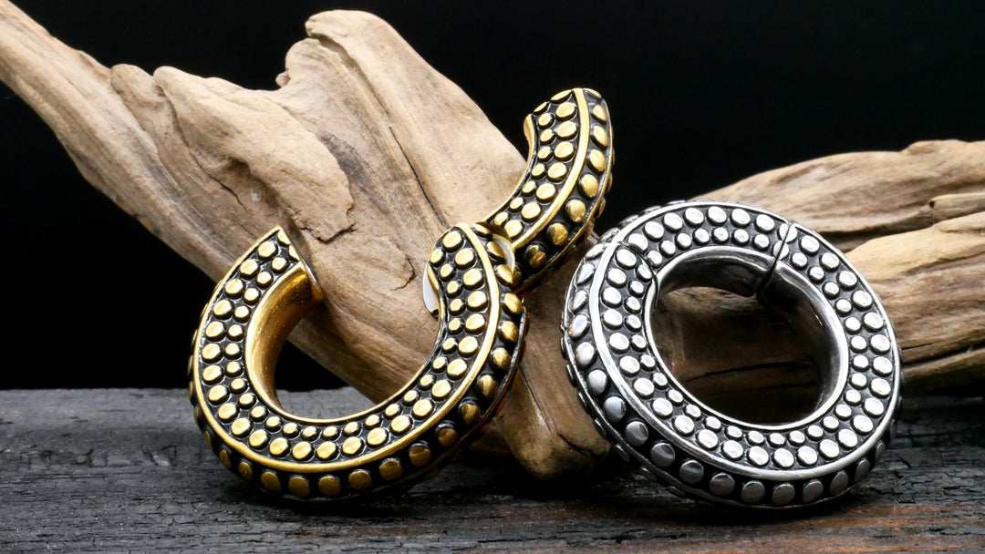 Paar Ohrgewichte Gold Silber 8mm - EE-2