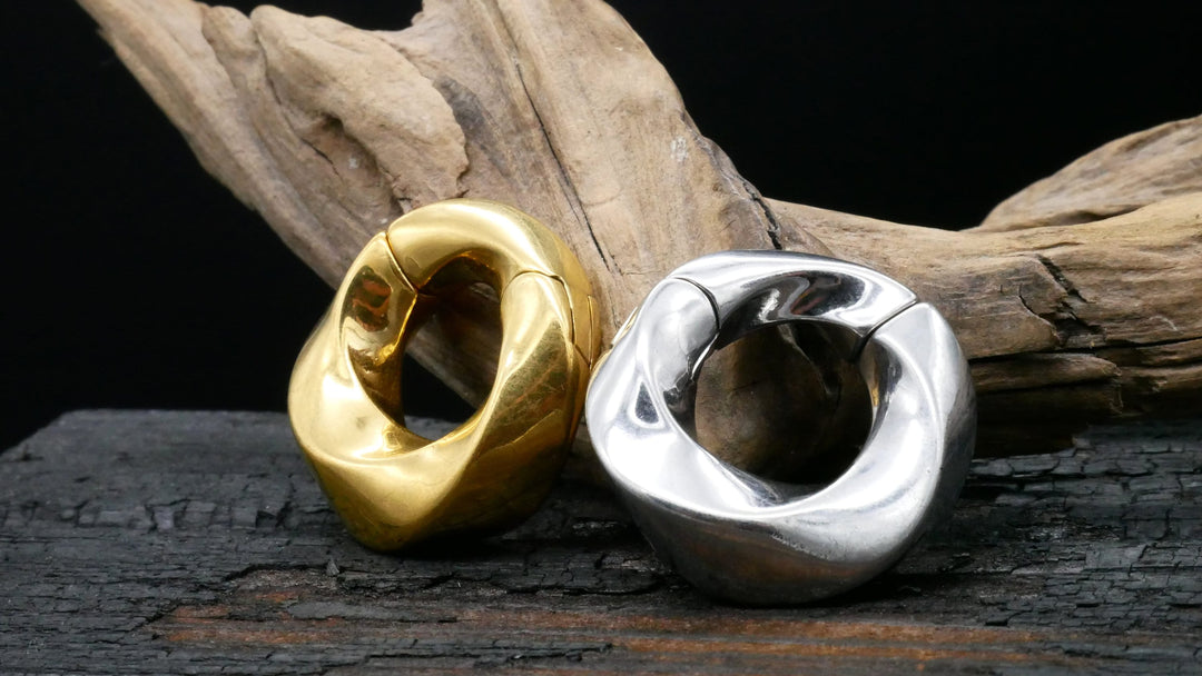 Paar Ohrgewichte Gold Silber 6mm - EE-2