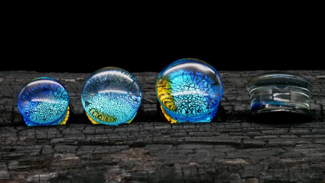 1x Plug Glas Crackle Effect 6-16mm - L4