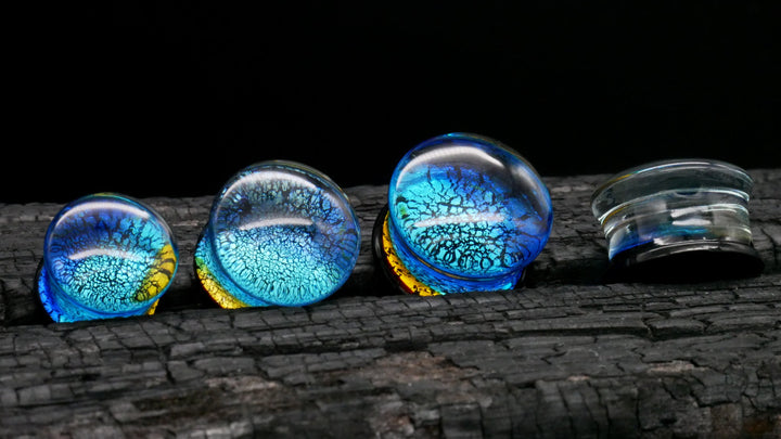 1x Plug Glas Crackle Effect 6-16mm - L4