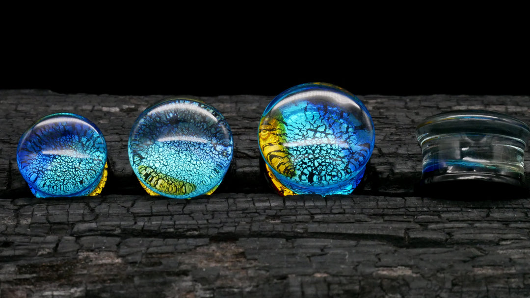 1x Plug Glas Crackle Effect 6-16mm - L4
