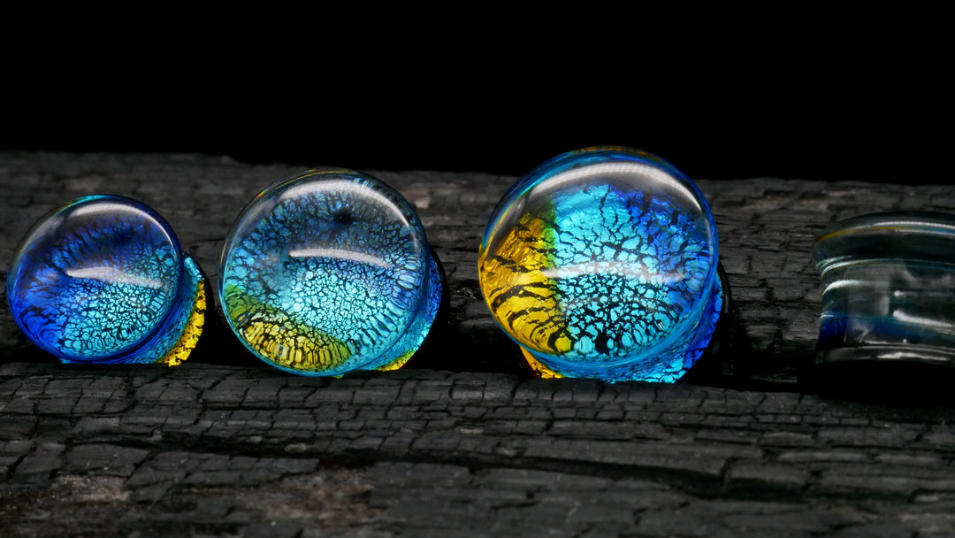 1x Plug Glas Crackle Effect 6-16mm - L4