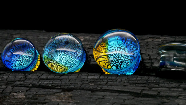 1x Plug Glas Crackle Effect 6-16mm - L4