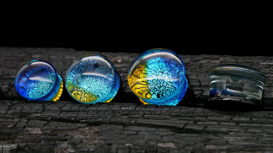 1x Plug Glas Crackle Effect 6-16mm - L4