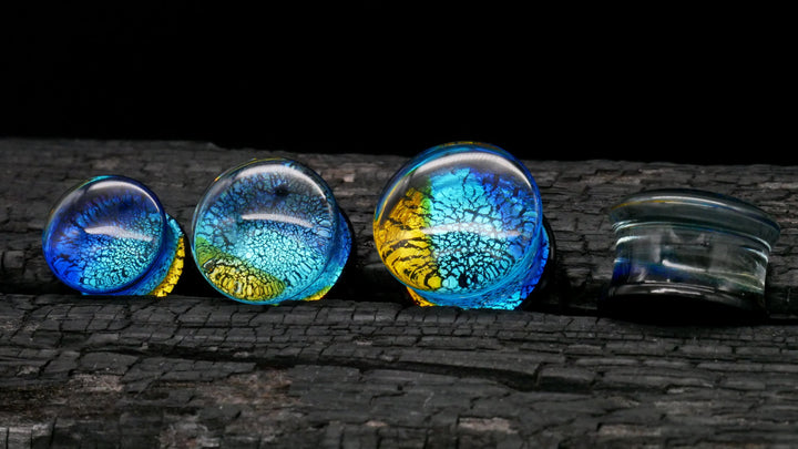 1x Plug Glas Crackle Effect 6-16mm - L4