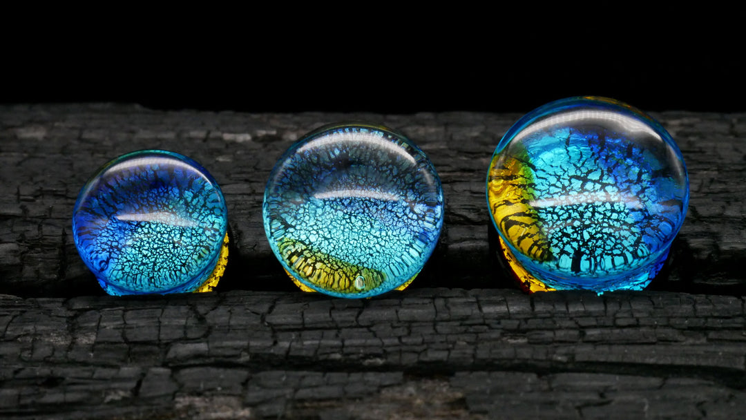 1x Plug Glas Crackle Effect 6-16mm - L4