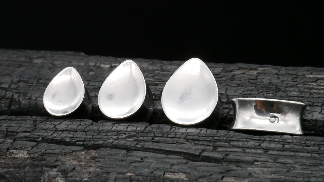 1x Plug Teardrop Silber Gold 8-16mm - B1