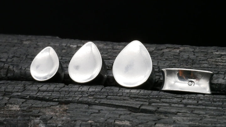 1x Plug Teardrop Silber Gold 8-16mm - B1