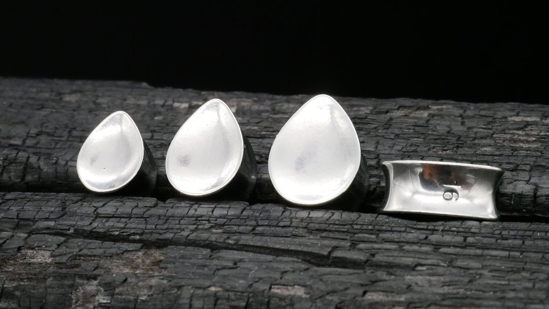 1x Plug Teardrop Silber Gold 8-16mm - B1